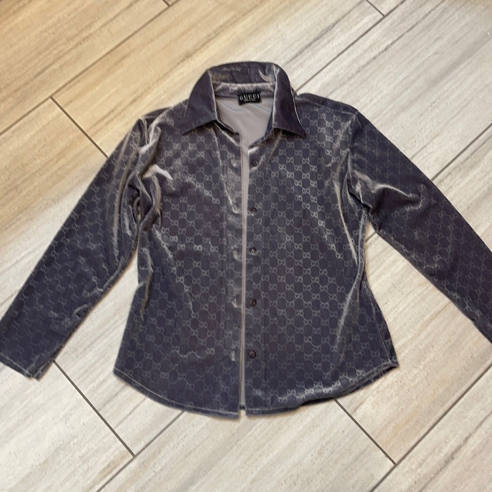 Gucci grey button up blouse